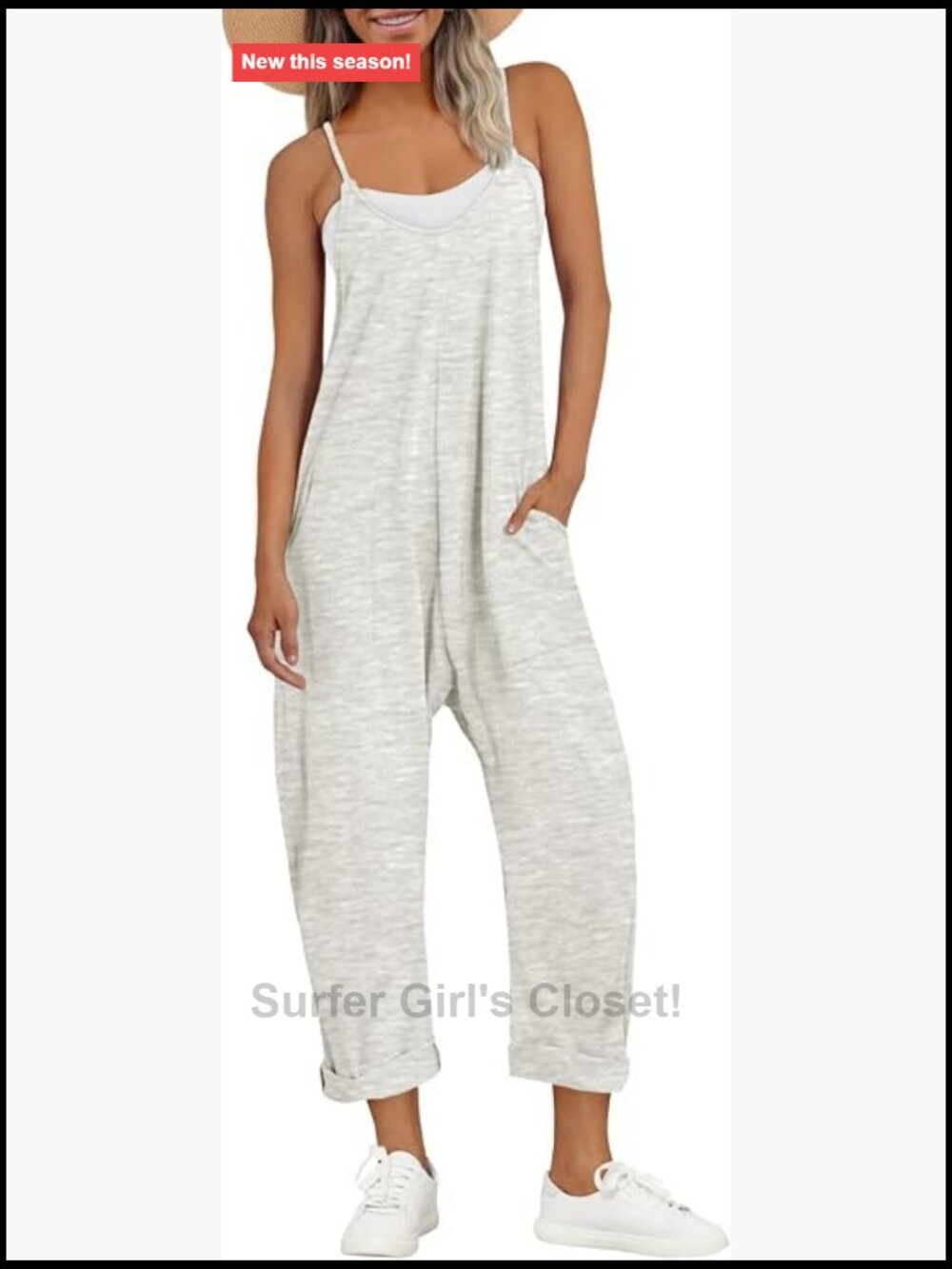 Cotton Spandex Jumpsuit Casual Summer Romper with Pockets